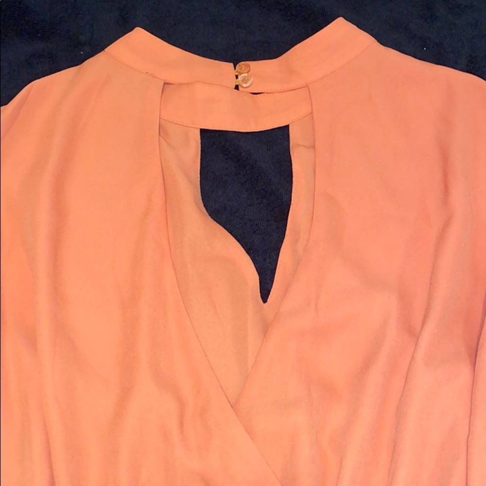 Orange 3/4 sleeve, high neck romper